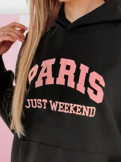 Bluzy Damskie>Dstreet Bluza damska oversize z kapturem PARISSIA czarna BY1453