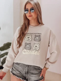 Bluzy Damskie>Dstreet Bluza damska oversize z misiami MISOBEARS beżowa BY1438