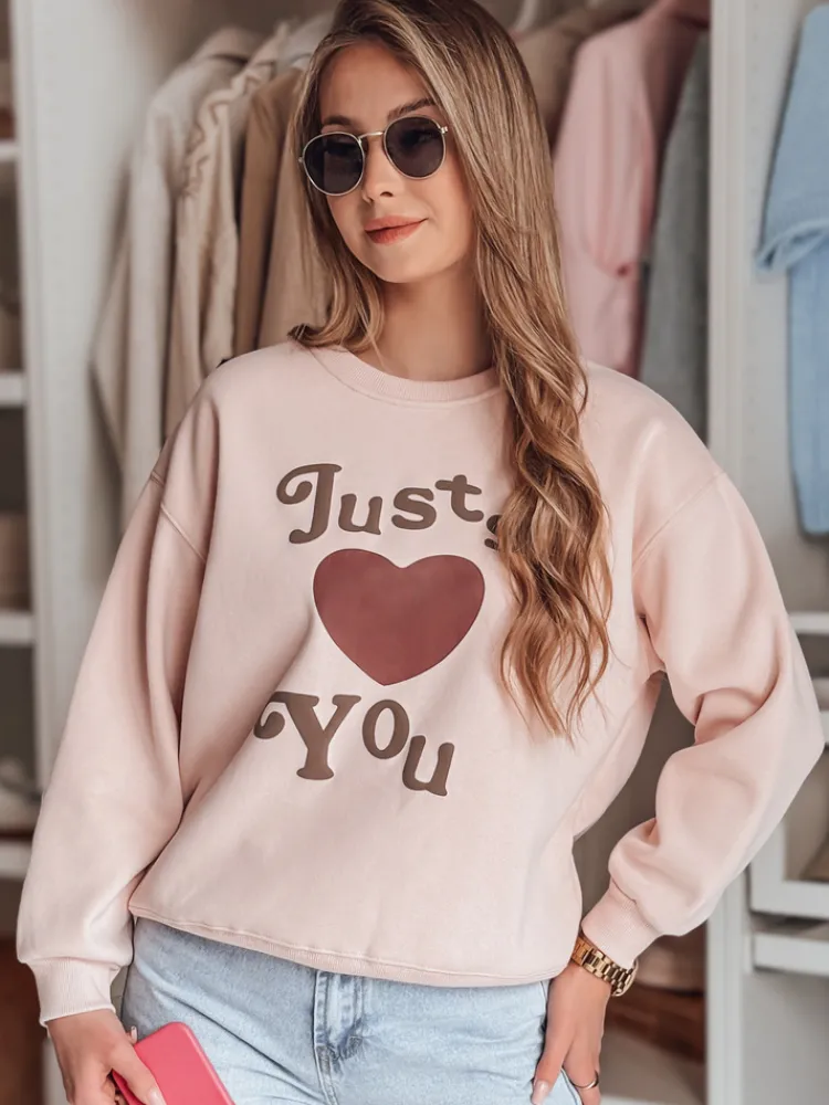 Bluzy Damskie>Dstreet Bluza damska oversize z nadrukiem JUST LOVE YOU różowa BY1473