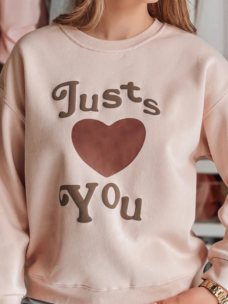 Bluzy Damskie>Dstreet Bluza damska oversize z nadrukiem JUST LOVE YOU różowa BY1473