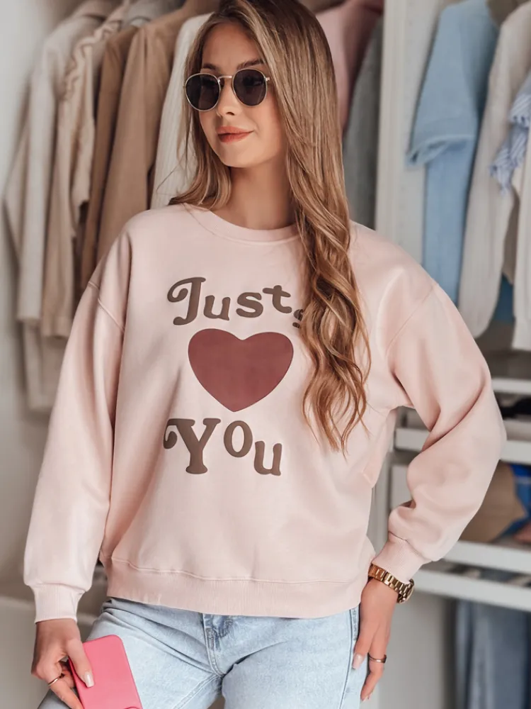 Bluzy Damskie>Dstreet Bluza damska oversize z nadrukiem JUST LOVE YOU różowa BY1473