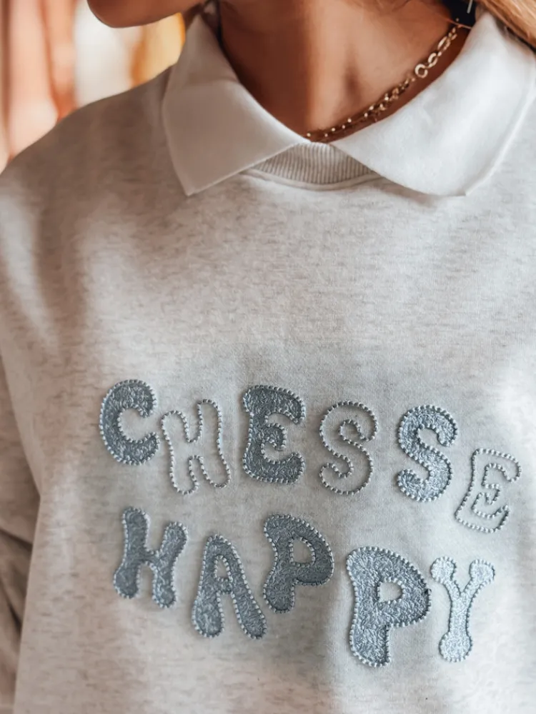 Bluzy Damskie>Dstreet Bluza damska oversize z nadrukiem HAPIRES szara BY1485