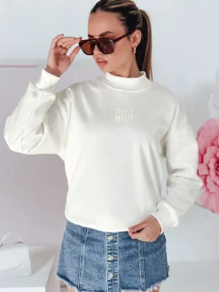 Bluzy Damskie>Dstreet Bluza damska oversize z naszywką LOVASON ecru BY1421