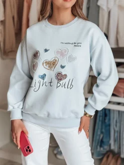 Bluzy Damskie>Dstreet Bluza damska oversize z sercami PINKNOTE niebieska BY1502