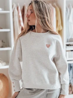 Bluzy Damskie>Dstreet Bluza damska oversize z sercami LOVELISA szara BY1518