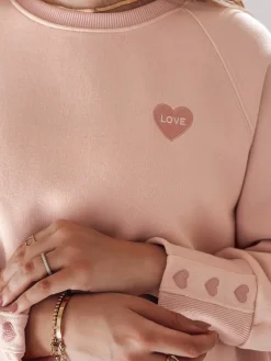 Bluzy Damskie>Dstreet Bluza damska oversize z sercami LOVELISA różowa BY1521