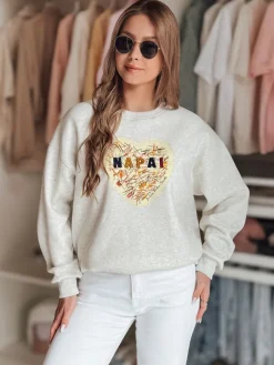 Bluzy Damskie>Dstreet Bluza damska oversize z sercem SERDUCHOVA szara BY1440