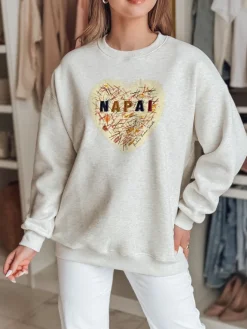 Bluzy Damskie>Dstreet Bluza damska oversize z sercem SERDUCHOVA szara BY1440