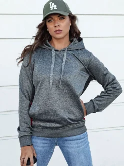 Bluzy Damskie>Dstreet Bluza damska sportowa z kapturem GIM ciemnoszara BY1335