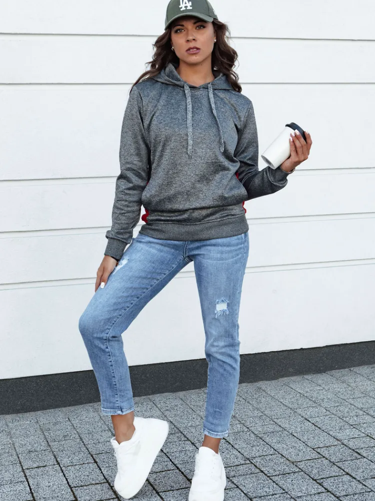 Bluzy Damskie>Dstreet Bluza damska sportowa z kapturem GIM ciemnoszara BY1335