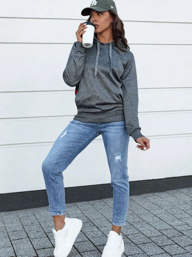 Bluzy Damskie>Dstreet Bluza damska sportowa z kapturem GIM ciemnoszara BY1335