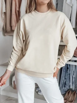 Bluzy Damskie>Dstreet Bluza damska SWAN kremowa BY1294