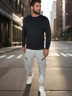 Bluzy Męskie>Dstreet Bluza męska basic czarna BX5882