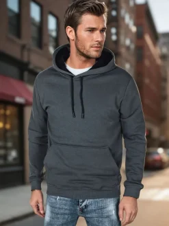 Bluzy Męskie>Dstreet Bluza męska basic z kapturem ciemnoszara BX5863