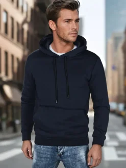 Bluzy Męskie>Dstreet Bluza męska basic z kapturem granatowa BX5884