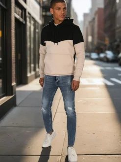 Bluzy Męskie>Dstreet Bluza męska basic z kapturem czarna BX5881