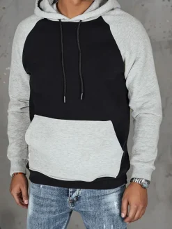 Bluzy Męskie>Dstreet Bluza męska basic z kapturem czarna BX5889