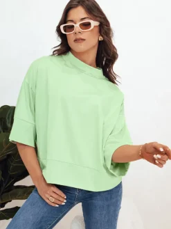 Bluzki Damskie>Dstreet Bluzka damska CHARMA jasnozielona RY2475