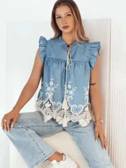 Bluzki Damskie>Dstreet Bluzka damska FATRELA niebieska RY2452