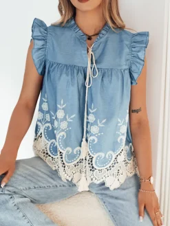 Bluzki Damskie>Dstreet Bluzka damska FATRELA niebieska RY2452