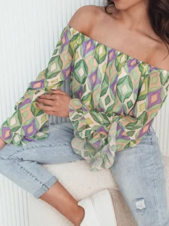 Bluzki Damskie>Dstreet Bluzka damska hiszpanka SPRIAN zielona RY2464