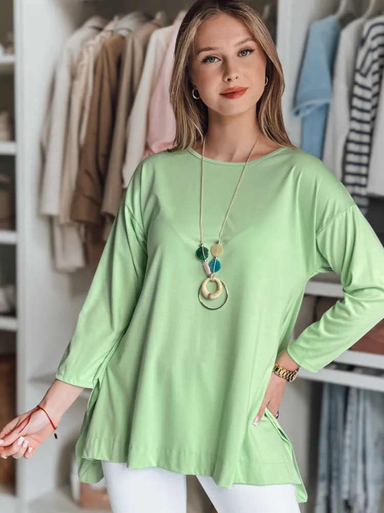 Bluzki Damskie>Dstreet Bluzka damska masełko oversize z wisiorkiem COMFILA jasnozielona RY2792