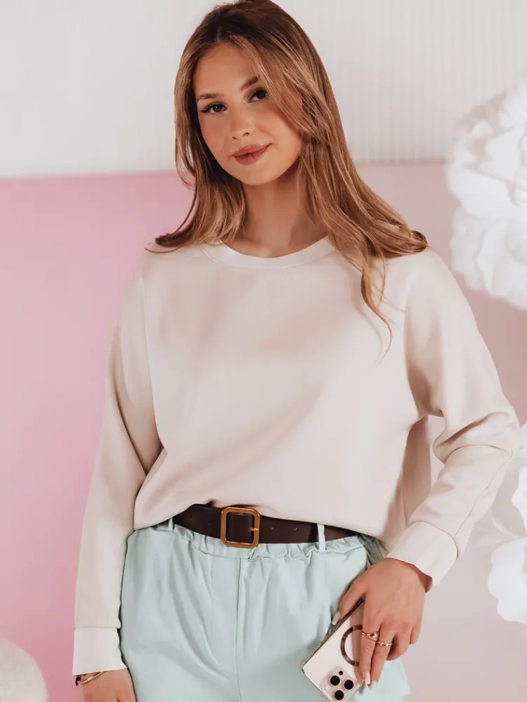Bluzki Damskie>Dstreet Bluzka damska masełko oversize z wisiorkiem NUBISS mokka RY2797