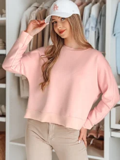Bluzki Damskie>Dstreet Bluzka damska masełko oversize z wisiorkiem NUBISS różowa RY2799