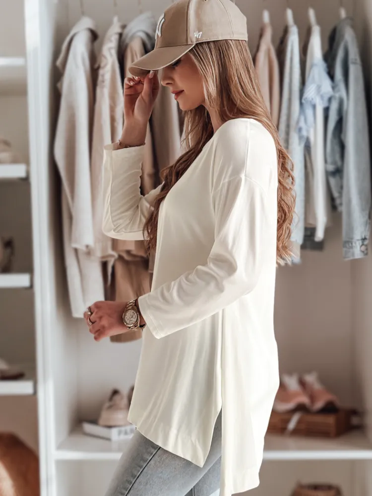 Bluzki Damskie>Dstreet Bluzka damska masełko oversize z wisiorkiem COMFILA ecru RY2787