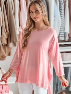 Bluzki Damskie>Dstreet Bluzka damska masełko oversize z wisiorkiem COMFILA różowa RY2790