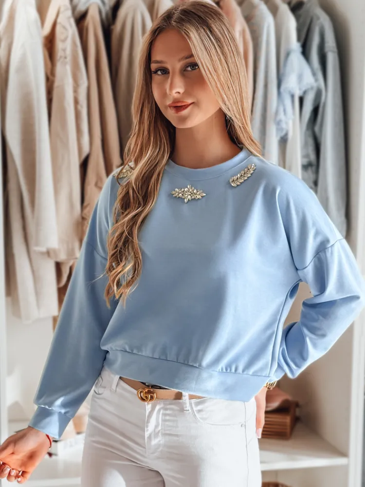 Bluzki Damskie>Dstreet Bluzka damska masełko z długi rękawem CRYSTALIA błękitna RY2769