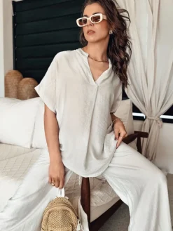 Bluzki Damskie>Dstreet Bluzka damska NAMAYAS beżowa RY2606