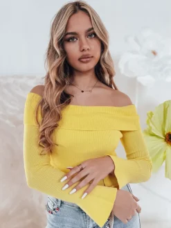 Bluzki Damskie>Dstreet Bluzka damska one size z odkrytymi ramionami SHOWIT żółta MY2425