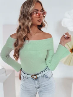 Bluzki Damskie>Dstreet Bluzka damska one size z odkrytymi ramionami SHOWIT jasnozielona MY2430