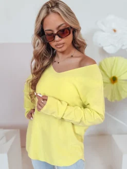 Bluzki Damskie>Dstreet Bluzka damska one size z długim rękawem SOFTIL żółty MY2440