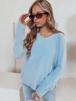 Bluzki Damskie>Dstreet Bluzka damska one size z długim rękawem SOFTIL błękitny MY2442
