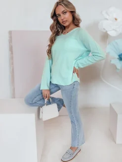 Bluzki Damskie>Dstreet Bluzka damska one size z długim rękawem SOFTIL miętowy MY2443