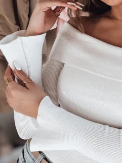 Bluzki Damskie>Dstreet Bluzka damska one size z odkrytymi ramionami SHOWIT biała MY2426