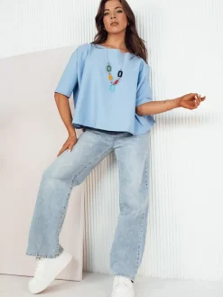 Bluzki Damskie>Dstreet Bluzka damska oversize BULS błękitna RY2506