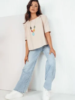 Bluzki Damskie>Dstreet Bluzka damska oversize BULS beżowa RY2505