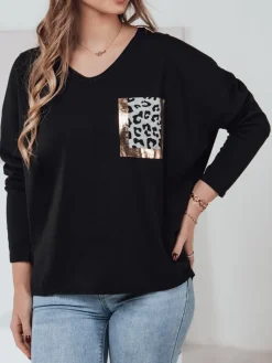 Bluzki Damskie>Dstreet Bluzka damska oversize GLAMZONE z nadrukiem czarna RY2682
