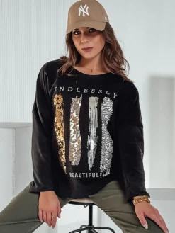 Bluzki Damskie>Dstreet Bluzka damska oversize MODEZINE czarna RY2690