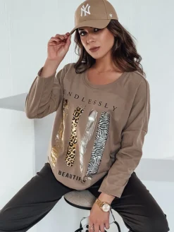 Bluzki Damskie>Dstreet Bluzka damska oversize MODEZINE beżowa RY2688