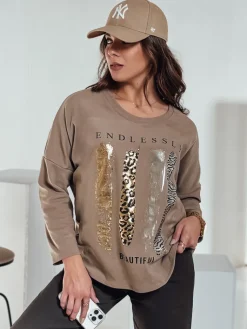 Bluzki Damskie>Dstreet Bluzka damska oversize MODEZINE beżowa RY2688