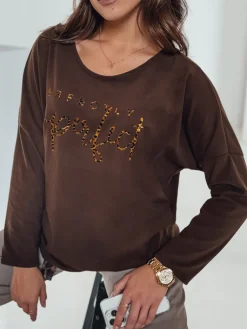 Bluzki Damskie>Dstreet Bluzka damska oversize PERFSTYLE czekoladowa RY2667