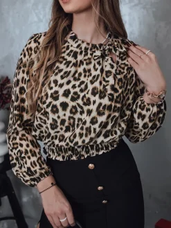 Bluzki Damskie>Dstreet Bluzka damska oversize SAVANATOP w panterkę RY2711