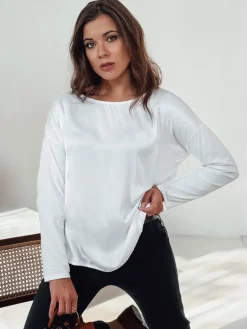 Bluzki Damskie>Dstreet Bluzka damska oversize SILKINEA z wisiorkiem biała RY2670