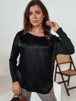 Bluzki Damskie>Dstreet Bluzka damska oversize SILKINEA z wisiorkiem czarna RY2668