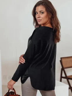 Bluzki Damskie>Dstreet Bluzka damska oversize SILKINEA z wisiorkiem czarna RY2668