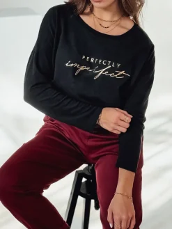 Bluzki Damskie>Dstreet Bluzka damska oversize VIVILINES z nadrukiem czarna RY2692